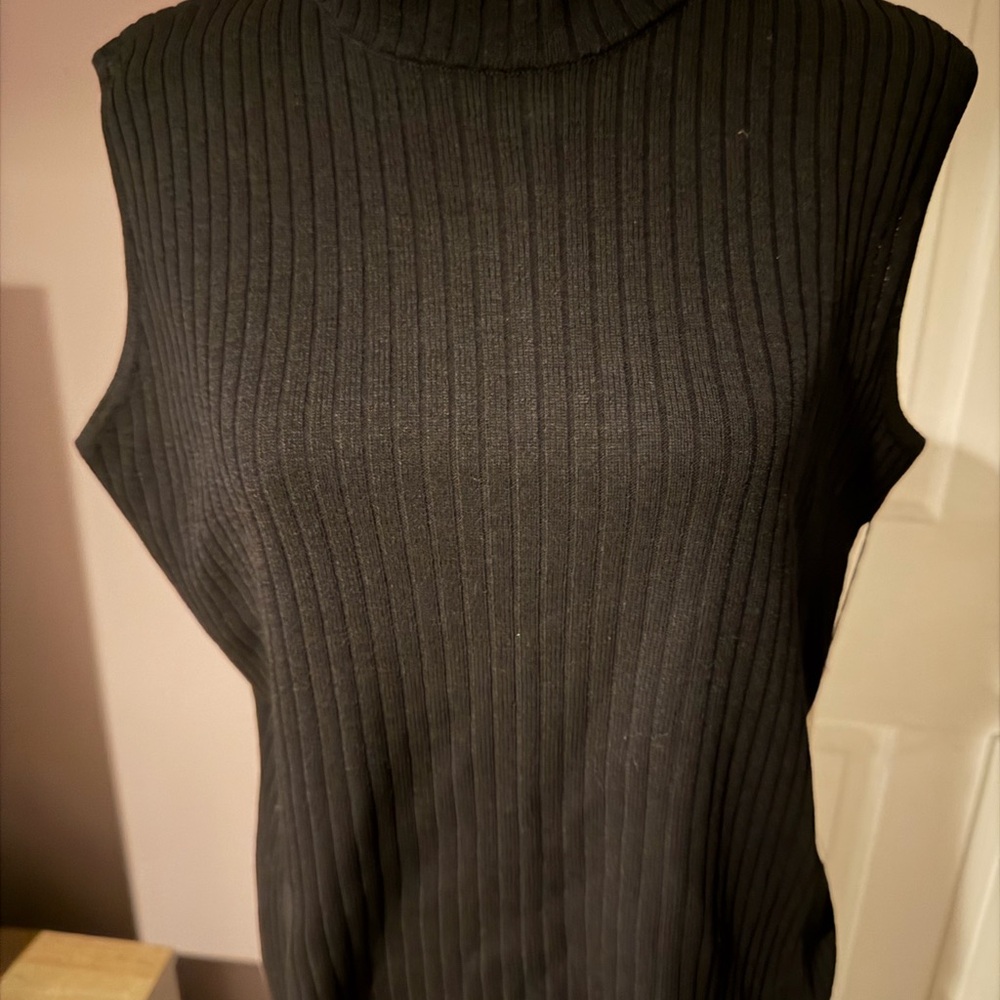 St. John Black Textured Knit Top